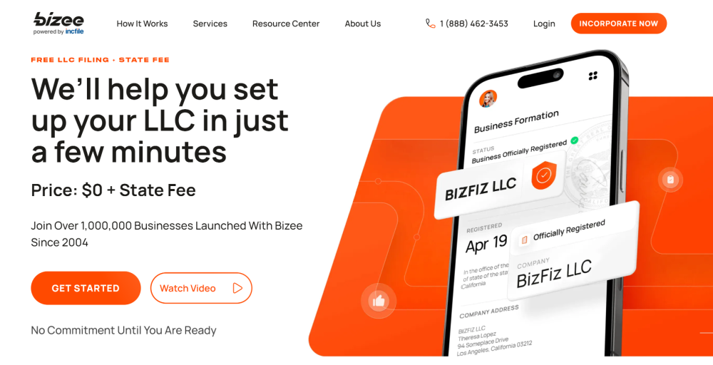 Bizee, Homepage